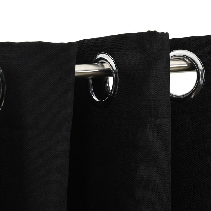 Elegant Linen-Look Blackout Curtains with Grommets in Black - Set of 2, 140x175cm - Perfect for Living Room, Bedroom, and Office - Premium  from Home Treasures - Just £46.99! Shop now at Home Treasures