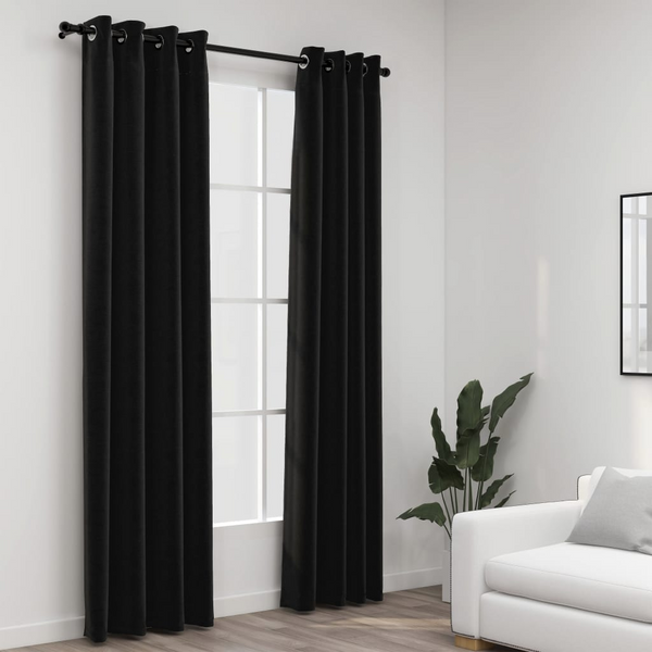 Linen-Look Blackout Curtains - Set of 2, Anthracite 140x225cm | Stylish & Functional Window Treatment - Premium  from Home Treasures - Just £41.99! Shop now at Home Treasures