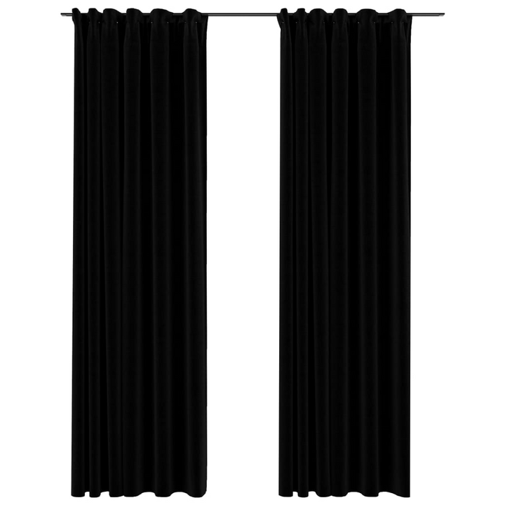 Linen-Look Blackout Curtains in Black - Set of 2, 140x245 cm - Premium Light-Blocking Drapes with Metal Hooks - Premium  from Home Treasures - Just £43.99! Shop now at Home Treasures