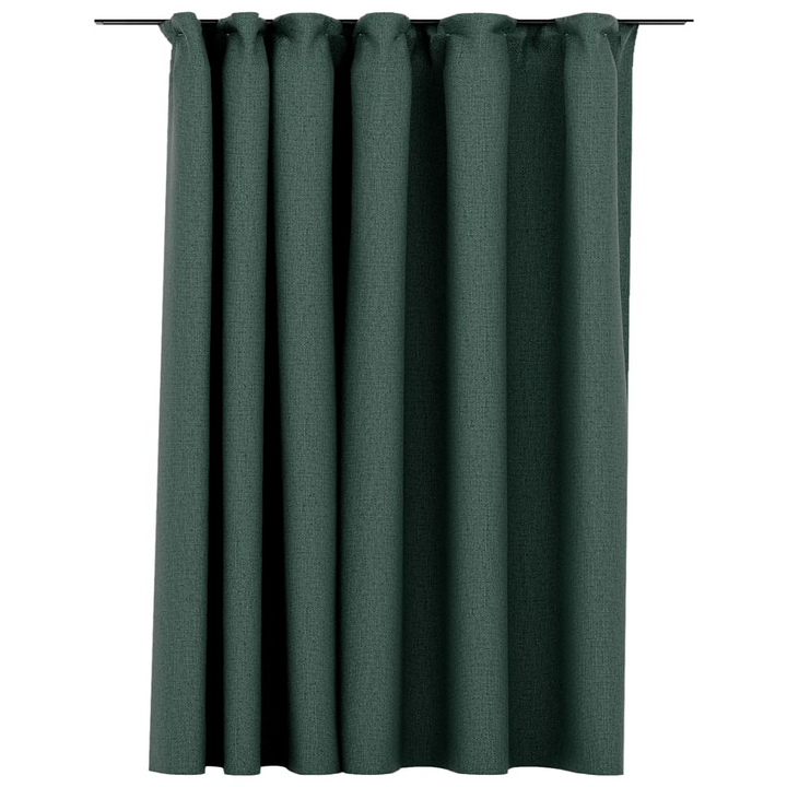 Linen-Look Blackout Curtain with Hooks in Green, 290x245 cm - Elegant Privacy and Light Control - Premium  from Home Treasures - Just £44.99! Shop now at Home Treasures