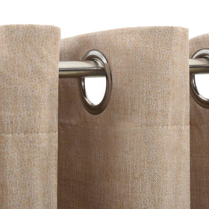 Beige Linen-Look Blackout Curtains with Grommets, 2pcs, 140x245cm - Perfect Light Blocking for Bedroom & Living Room - Premium  from Home Treasures - Just £47.99! Shop now at Home Treasures