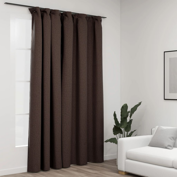 Elegant Linen-Look Blackout Curtain with Hooks, Taupe, 290x245 cm | High-Quality Home Decor - Premium  from Home Treasures - Just £43.99! Shop now at Home Treasures