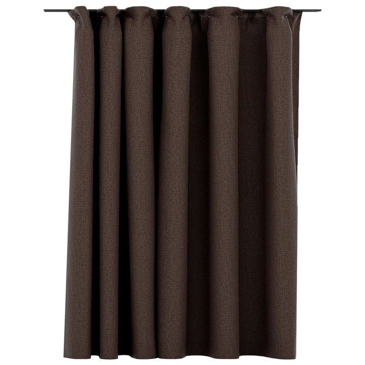 Elegant Linen-Look Blackout Curtain with Hooks, Taupe, 290x245 cm | High-Quality Home Decor - Premium  from Home Treasures - Just £43.99! Shop now at Home Treasures