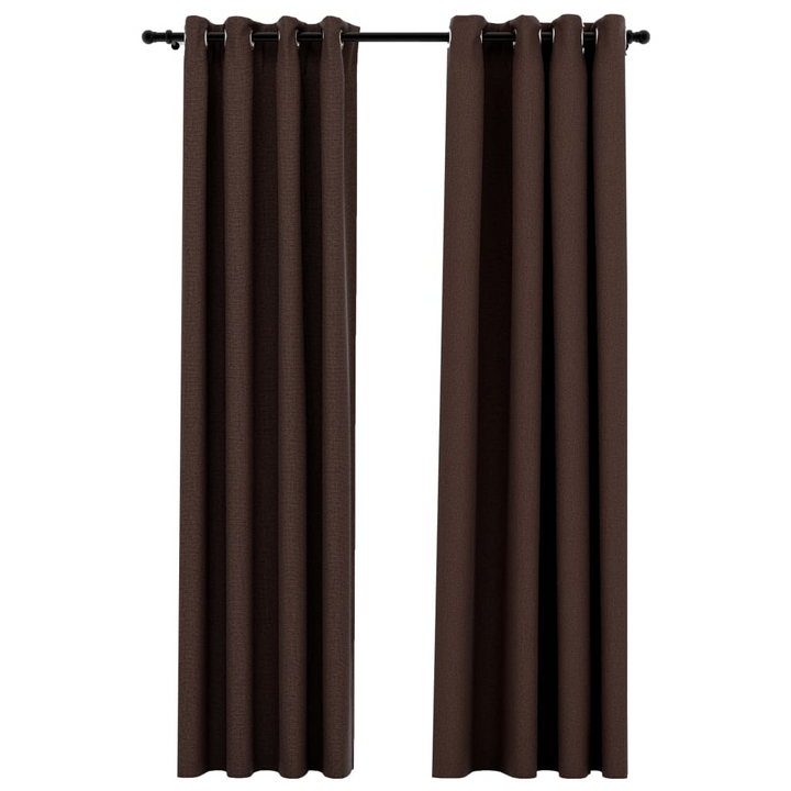 Linen-Look Blackout Curtains with Grommets - Set of 2 - Taupe - 140x245cm - Light Blocking & Stylish Window Treatment - Premium  from Home Treasures - Just £46.99! Shop now at Home Treasures