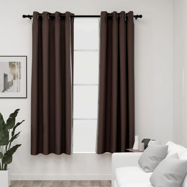 Linen-Look Blackout Curtains with Grommets - Set of 2, Taupe, 140x175cm - Ideal for Bedrooms, Living Rooms, Offices - Premium  from Home Treasures - Just £36.99! Shop now at Home Treasures