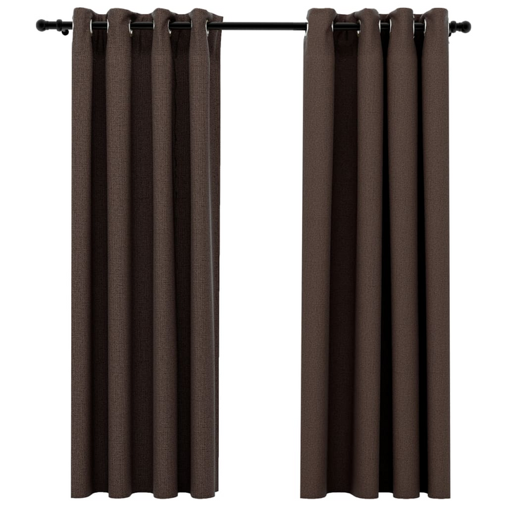 Linen-Look Blackout Curtains with Grommets - Set of 2, Taupe, 140x175cm - Ideal for Bedrooms, Living Rooms, Offices - Premium  from Home Treasures - Just £36.99! Shop now at Home Treasures