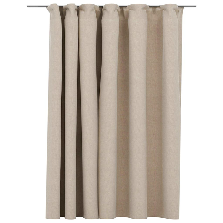 Linen-Look Blackout Curtain with Hooks, Beige, 290x245 cm - Stylish & Functional Window Treatment - Premium  from Home Treasures - Just £39.99! Shop now at Home Treasures