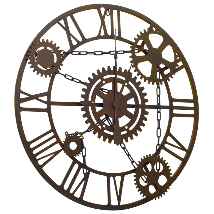 Elegant Brown Metal Wall Clock with Unique Gear Design - 80cm | Sturdy, Accurate & Stylish Home Decor - Premium  from Home Treasures - Just £85.99! Shop now at Home Treasures