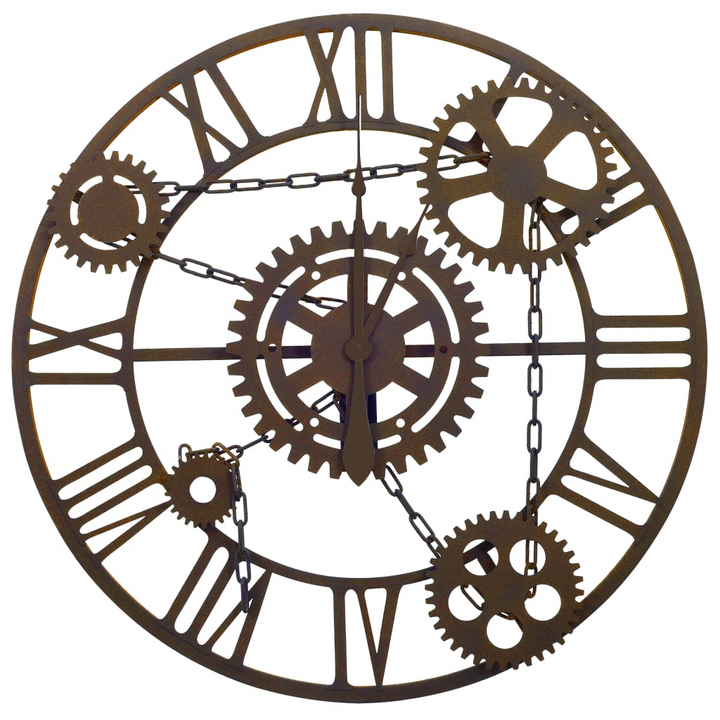 Elegant Brown Metal Wall Clock with Unique Gear Design - 80cm | Sturdy, Accurate & Stylish Home Decor - Premium  from Home Treasures - Just £85.99! Shop now at Home Treasures