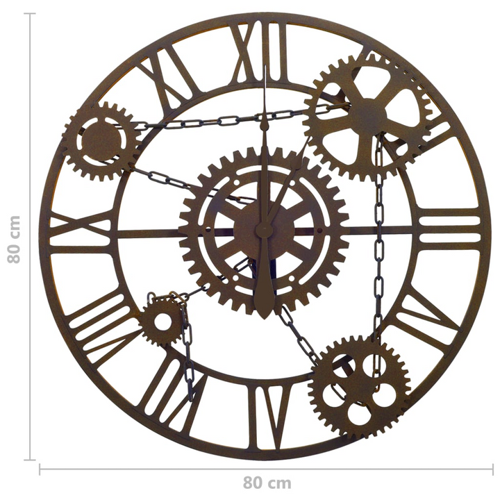 Elegant Brown Metal Wall Clock with Unique Gear Design - 80cm | Sturdy, Accurate & Stylish Home Decor - Premium  from Home Treasures - Just £85.99! Shop now at Home Treasures