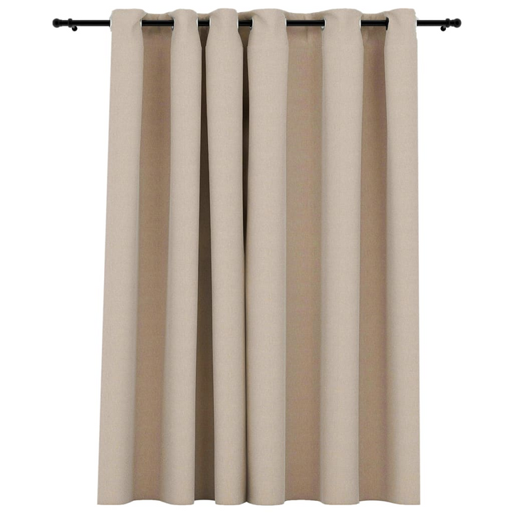 Beige Linen-Look Blackout Curtain with Grommets, 290x245 cm - Premium Privacy and Light Control - Premium  from Home Treasures - Just £53.99! Shop now at Home Treasures