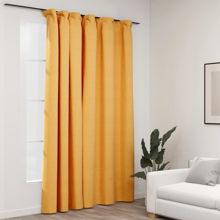 Elegant Yellow Linen-Look Blackout Curtains - 290x245 cm | Premium Quality, Light-Blocking & Durable - Premium  from Home Treasures - Just £42.99! Shop now at Home Treasures