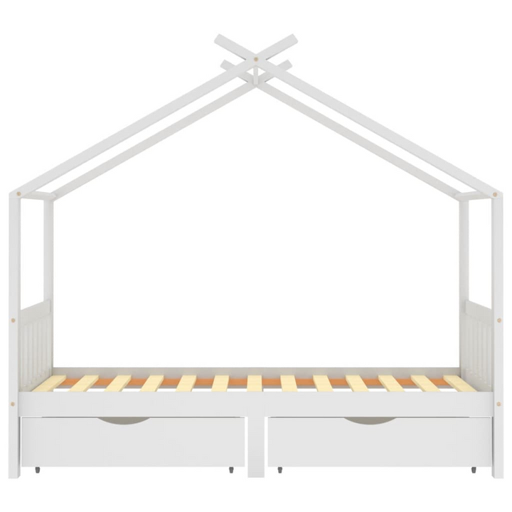 Children's Solid Pine Bed Frame with Drawers - White, Tree House Style, 206 x 97 x 190cm - Premium  from Home Treasures - Just £353.99! Shop now at Home Treasures