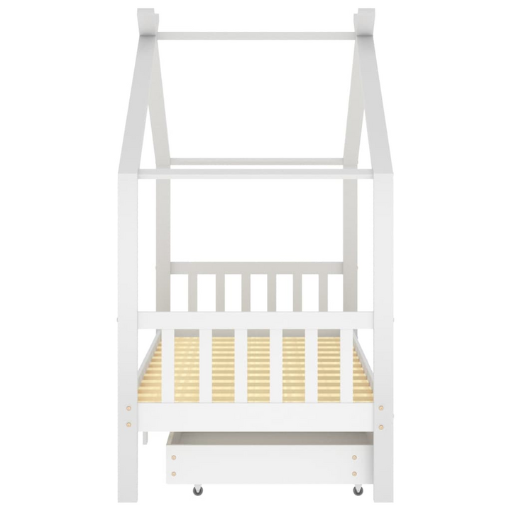 Children's Solid Pine Bed Frame with Drawers - White, Tree House Style, 206 x 97 x 190cm - Premium  from Home Treasures - Just £353.99! Shop now at Home Treasures