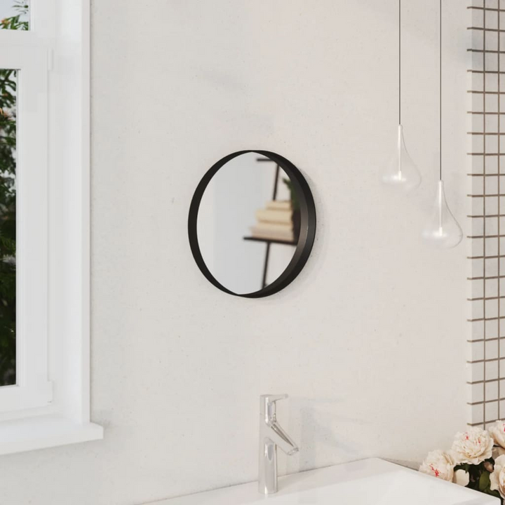 Stylish Round Wall Mirror (Black) - Modern Home Decor, 30cm Diameter, Powder-Coated Steel Frame - Premium  from Home Treasures - Just £33.99! Shop now at Home Treasures