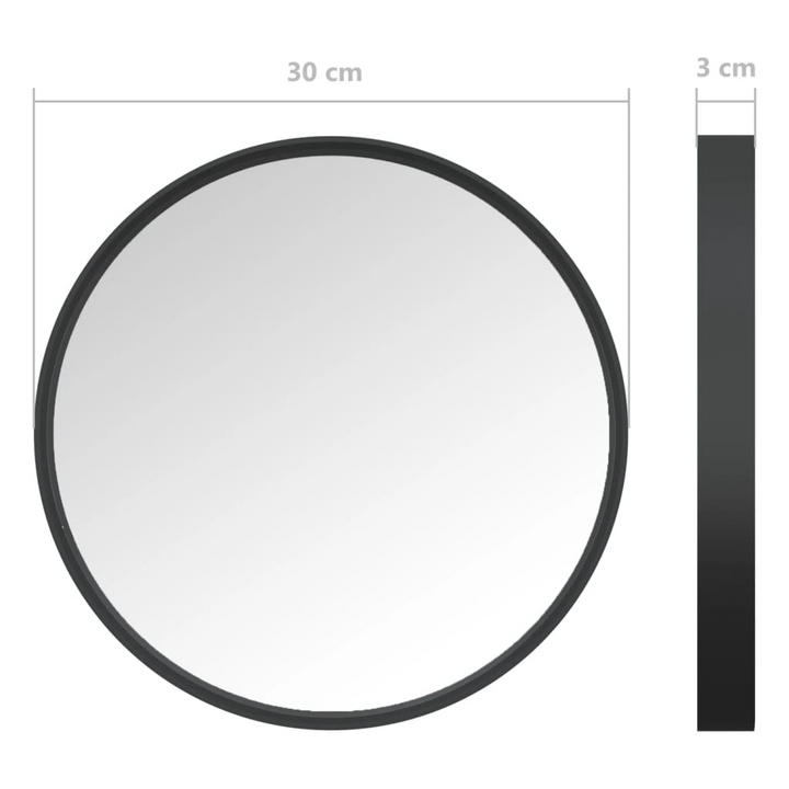 Stylish Round Wall Mirror (Black) - Modern Home Decor, 30cm Diameter, Powder-Coated Steel Frame - Premium  from Home Treasures - Just £33.99! Shop now at Home Treasures