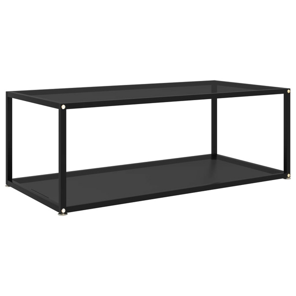 Modern Black Tempered Glass Coffee Table - 100 x 50 x 35 cm | Stylish 2-Layer Design with Sturdy Powder-Coated Steel Frame - Premium  from Home Treasures - Just £82.99! Shop now at Home Treasures