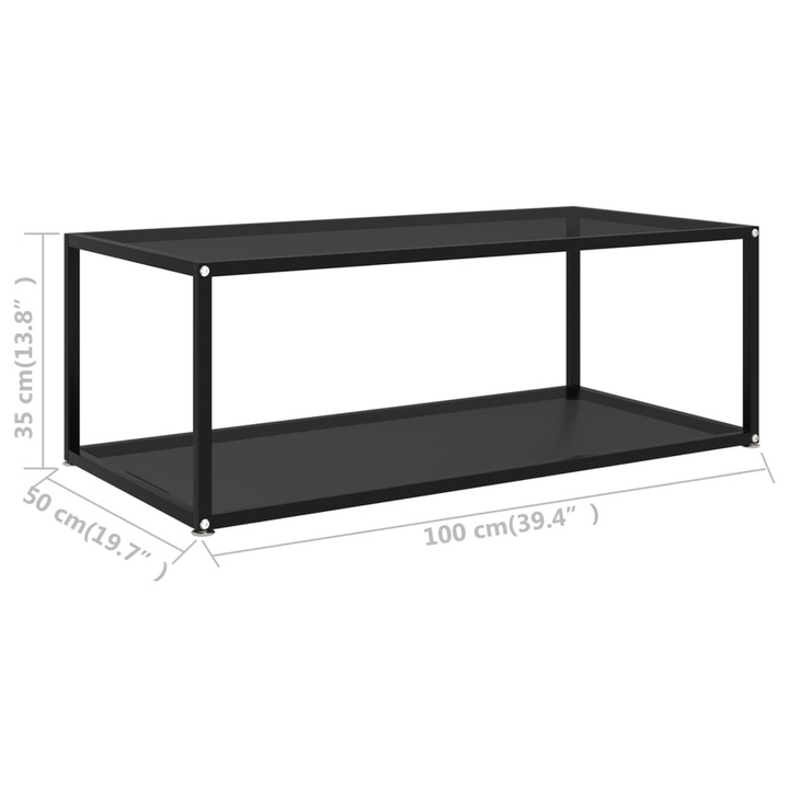 Modern Black Tempered Glass Coffee Table - 100 x 50 x 35 cm | Stylish 2-Layer Design with Sturdy Powder-Coated Steel Frame - Premium  from Home Treasures - Just £82.99! Shop now at Home Treasures