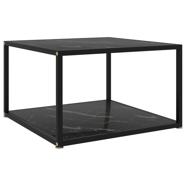 Sleek and Durable Tempered Glass Coffee Table - Black, 60 x 60 x 35cm, 2-Layer Design with Storage Shelf - Premium  from Home Treasures - Just £85.99! Shop now at Home Treasures