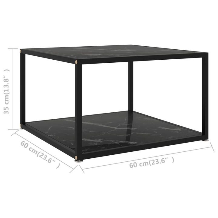 Sleek and Durable Tempered Glass Coffee Table - Black, 60 x 60 x 35cm, 2-Layer Design with Storage Shelf - Premium  from Home Treasures - Just £85.99! Shop now at Home Treasures