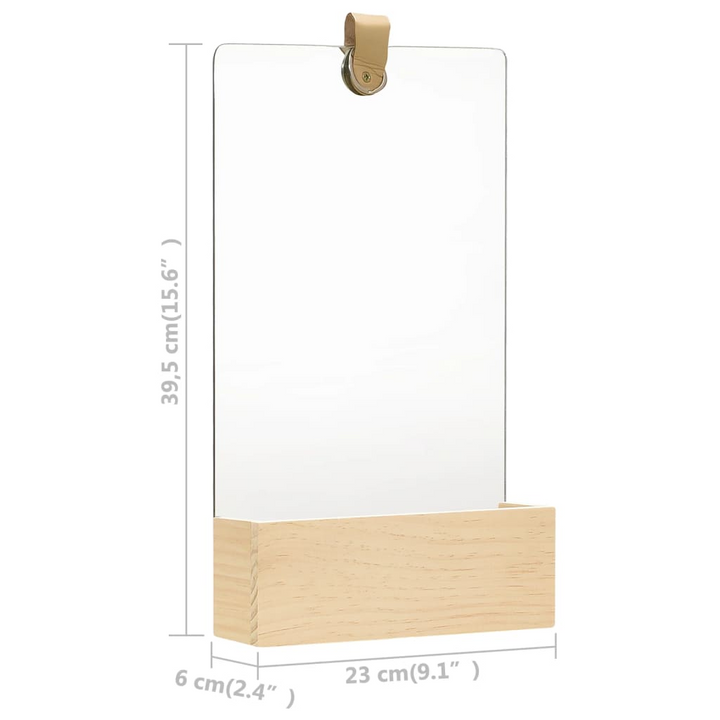 Elegant Solid Pinewood Wall Mirror with Shelf - 23 x 39.5 x 6cm - Perfect for Bathrooms & Hallways - Premium  from Home Treasures - Just £25.99! Shop now at Home Treasures