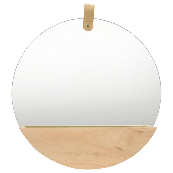 Elegant Round Solid Pinewood Wall Mirror with Storage | Perfect for Bathroom & Hallway - Premium  from Home Treasures - Just £31.99! Shop now at Home Treasures