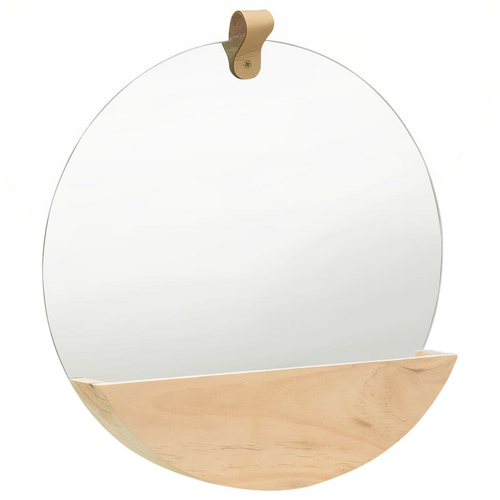 Elegant Round Solid Pinewood Wall Mirror with Storage | Perfect for Bathroom & Hallway - Premium  from Home Treasures - Just £31.99! Shop now at Home Treasures