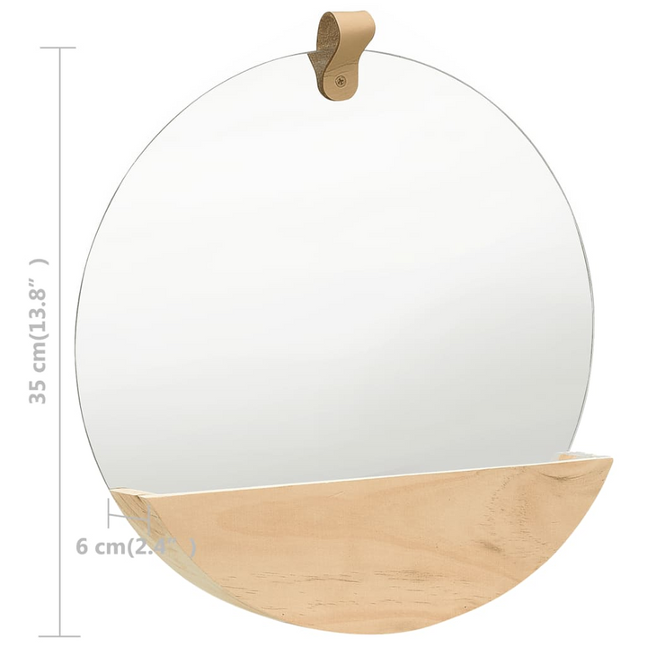 Elegant Round Solid Pinewood Wall Mirror with Storage | Perfect for Bathroom & Hallway - Premium  from Home Treasures - Just £31.99! Shop now at Home Treasures