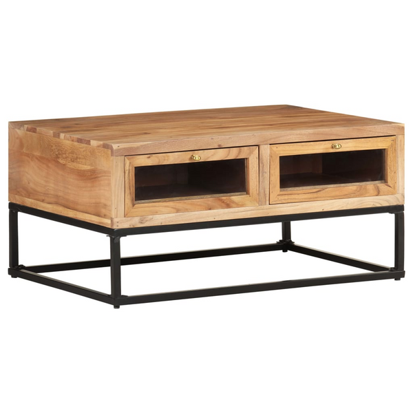 Stylish & Durable Solid Acacia Coffee Table in Brown - 90 x 60 x 40cm | Industrial Charm with Ample Storage - Premium  from Home Treasures - Just £168.99! Shop now at Home Treasures