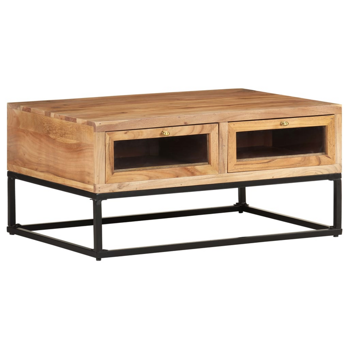 Stylish & Durable Solid Acacia Coffee Table in Brown - 90 x 60 x 40cm | Industrial Charm with Ample Storage - Premium  from Home Treasures - Just £168.99! Shop now at Home Treasures