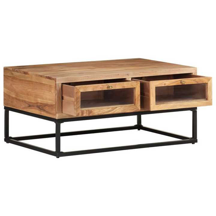 Stylish & Durable Solid Acacia Coffee Table in Brown - 90 x 60 x 40cm | Industrial Charm with Ample Storage - Premium  from Home Treasures - Just £168.99! Shop now at Home Treasures