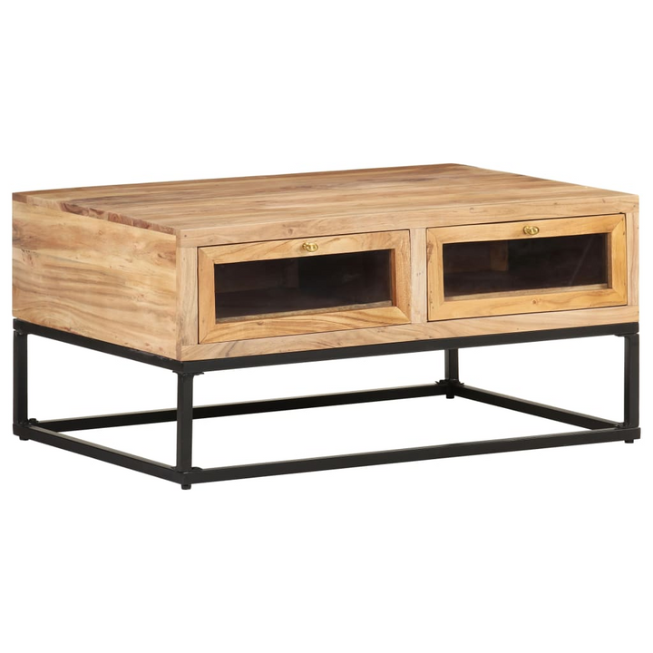 Stylish & Durable Solid Acacia Coffee Table in Brown - 90 x 60 x 40cm | Industrial Charm with Ample Storage - Premium  from Home Treasures - Just £168.99! Shop now at Home Treasures