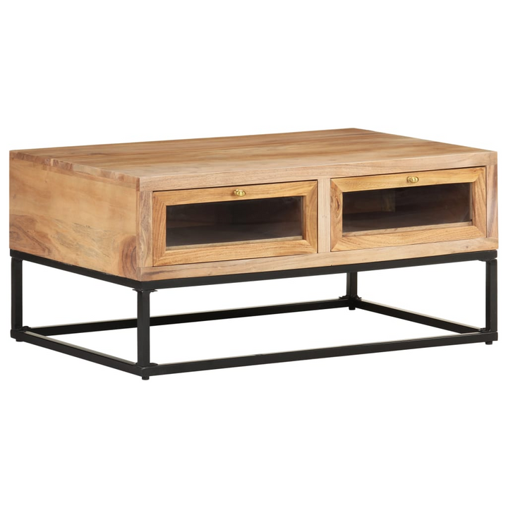 Stylish & Durable Solid Acacia Coffee Table in Brown - 90 x 60 x 40cm | Industrial Charm with Ample Storage - Premium  from Home Treasures - Just £168.99! Shop now at Home Treasures