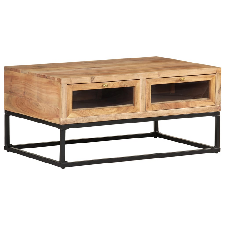 Stylish & Durable Solid Acacia Coffee Table in Brown - 90 x 60 x 40cm | Industrial Charm with Ample Storage - Premium  from Home Treasures - Just £168.99! Shop now at Home Treasures