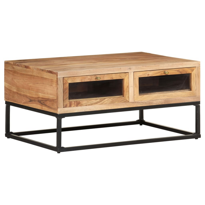 Stylish & Durable Solid Acacia Coffee Table in Brown - 90 x 60 x 40cm | Industrial Charm with Ample Storage - Premium  from Home Treasures - Just £168.99! Shop now at Home Treasures