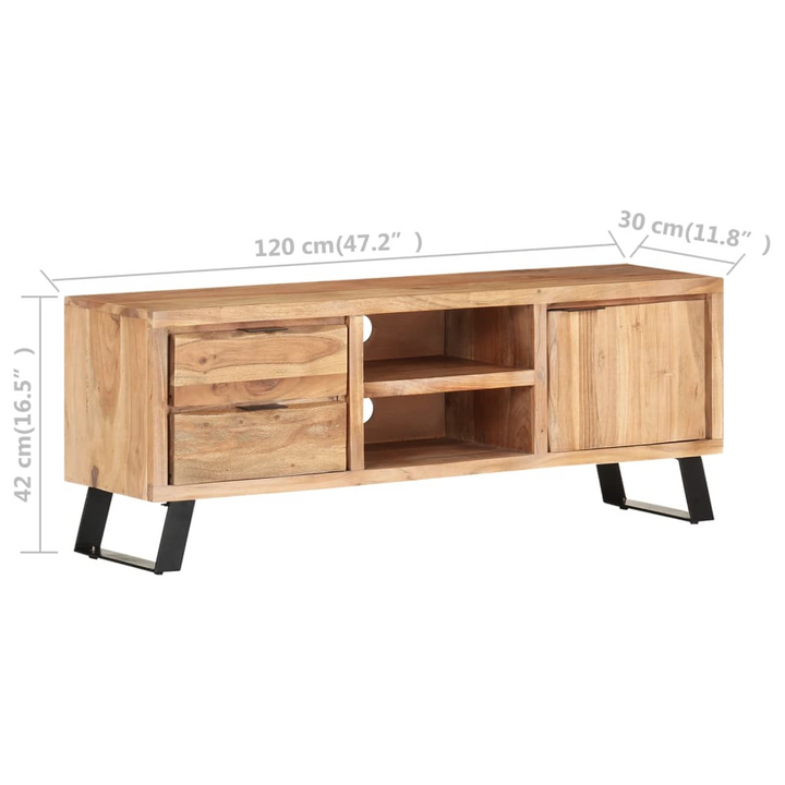 Rustic Solid Acacia Wood TV Stand with Live Edges - Industrial Chic TV Cabinet, 120 x 30 x 42 cm - Premium  from Home Treasures - Just £280.99! Shop now at Home Treasures