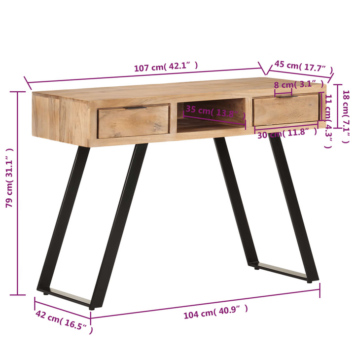 Solid Acacia Wood Live Edge Desk - Industrial Charm and Ultimate Functionality - Premium  from Home Treasures - Just £276.99! Shop now at Home Treasures