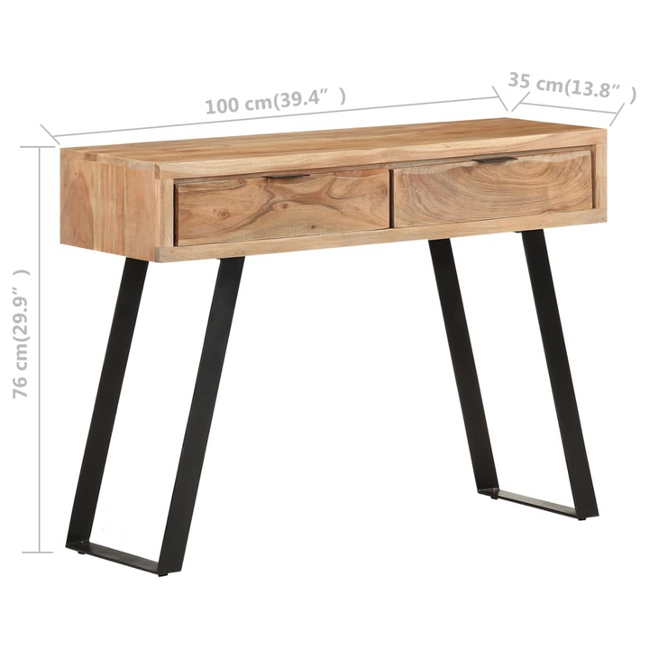 Solid Acacia Wood Live Edge Console Table - Industrial Design with Natural Finish & Steel Frame - Premium  from Home Treasures - Just £250.99! Shop now at Home Treasures