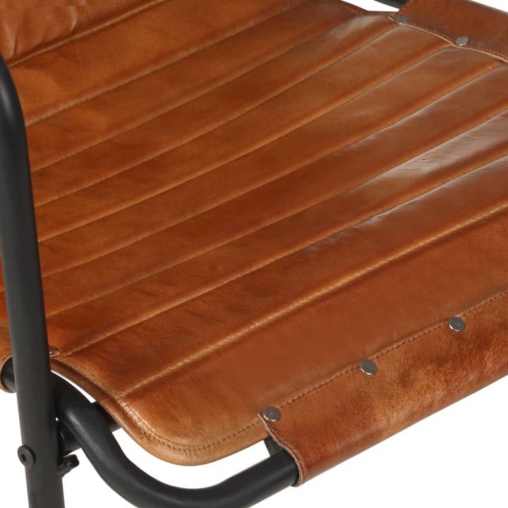 Vintage Brown Leather Relaxing Armchair with Footrest - Comfortable and Stylish Lounge Chair - Premium  from Home Treasures - Just £139.99! Shop now at Home Treasures