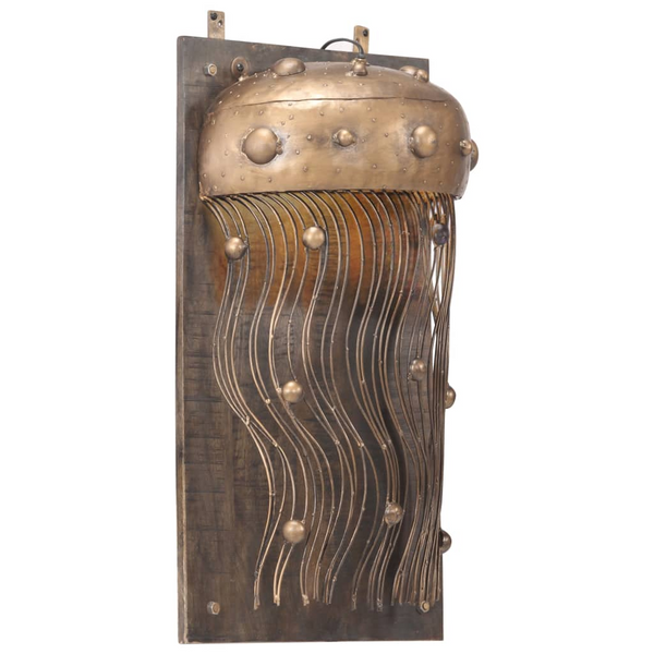 Jellyfish Design Wall Lamp - Iron & Solid Mango Wood, Trendy Brass Finish, 15W | Perfect for Quirky Interiors & Trendy Bars - Premium  from Home Treasures - Just £89.99! Shop now at Home Treasures