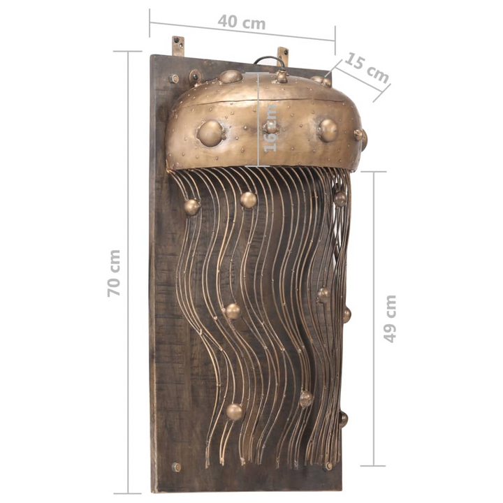 Jellyfish Design Wall Lamp - Iron & Solid Mango Wood, Trendy Brass Finish, 15W | Perfect for Quirky Interiors & Trendy Bars - Premium  from Home Treasures - Just £89.99! Shop now at Home Treasures