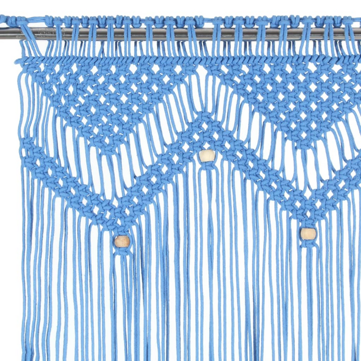 Handmade Blue Macrame Curtains 140x240 cm | Cotton String Curtain for Windows, Doors, Room Dividers & More - Premium  from Home Treasures - Just £51.99! Shop now at Home Treasures