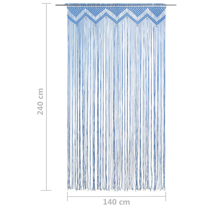 Handmade Blue Macrame Curtains 140x240 cm | Cotton String Curtain for Windows, Doors, Room Dividers & More - Premium  from Home Treasures - Just £51.99! Shop now at Home Treasures