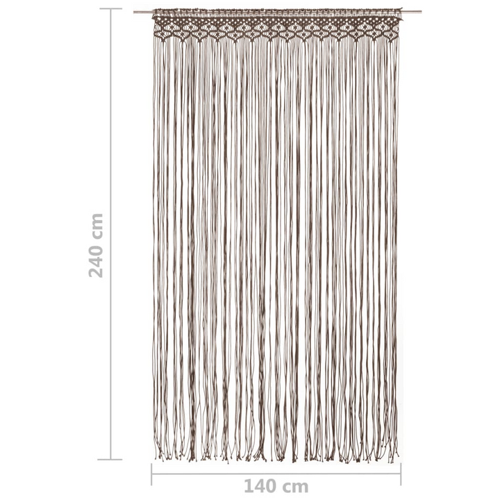 Taupe Macrame Curtain - Cotton & Polyester Blend, 140x240 cm - Versatile Decorative String Curtain - Premium  from Home Treasures - Just £55.99! Shop now at Home Treasures