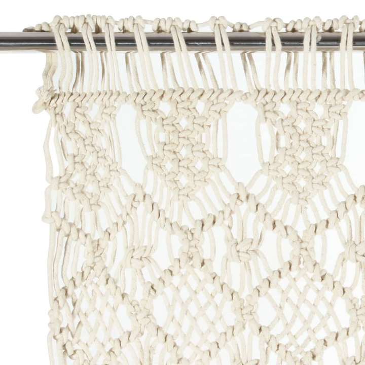 Handmade Macrame Curtain 140x240 cm – Bohemian Style, Cream Cotton, Perfect for Room Divider or Window Display - Premium  from Home Treasures - Just £53.99! Shop now at Home Treasures