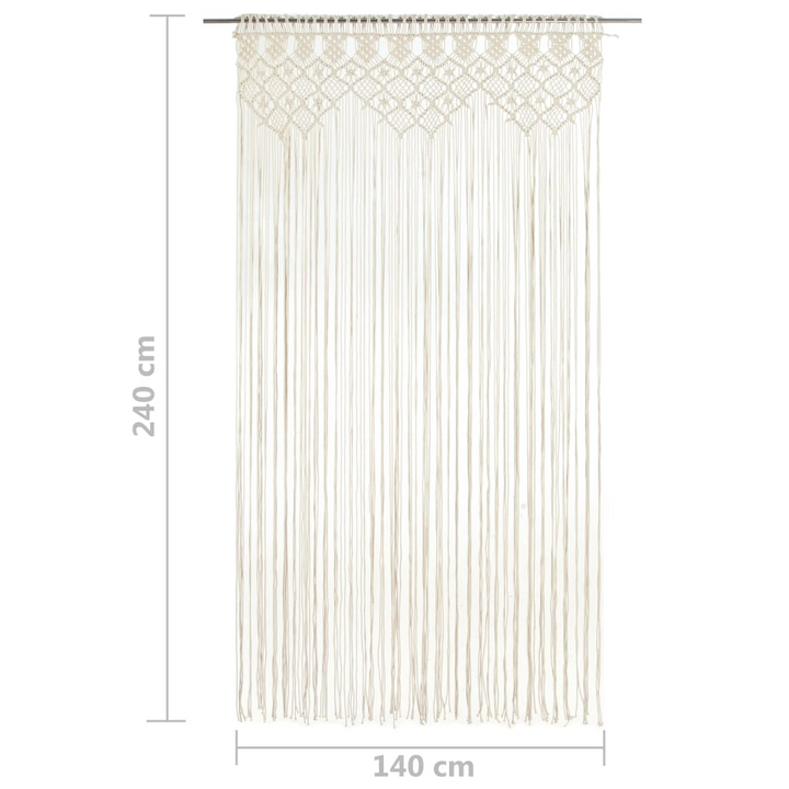 Handmade Macrame Curtain 140x240 cm – Bohemian Style, Cream Cotton, Perfect for Room Divider or Window Display - Premium  from Home Treasures - Just £53.99! Shop now at Home Treasures