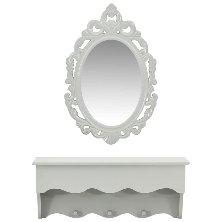 Elegant Grey Wall Shelf Set with Mirror and Hooks - Home Storage Solution - Premium  from Home Treasures - Just £53.99! Shop now at Home Treasures