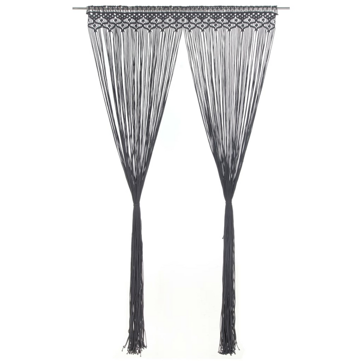 Stylish Anthracite Macrame Curtain 140x240 cm - Elegant Cotton Blend Decor for Doors and Windows - Premium  from Home Treasures - Just £51.99! Shop now at Home Treasures