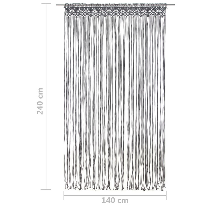 Stylish Anthracite Macrame Curtain 140x240 cm - Elegant Cotton Blend Decor for Doors and Windows - Premium  from Home Treasures - Just £51.99! Shop now at Home Treasures