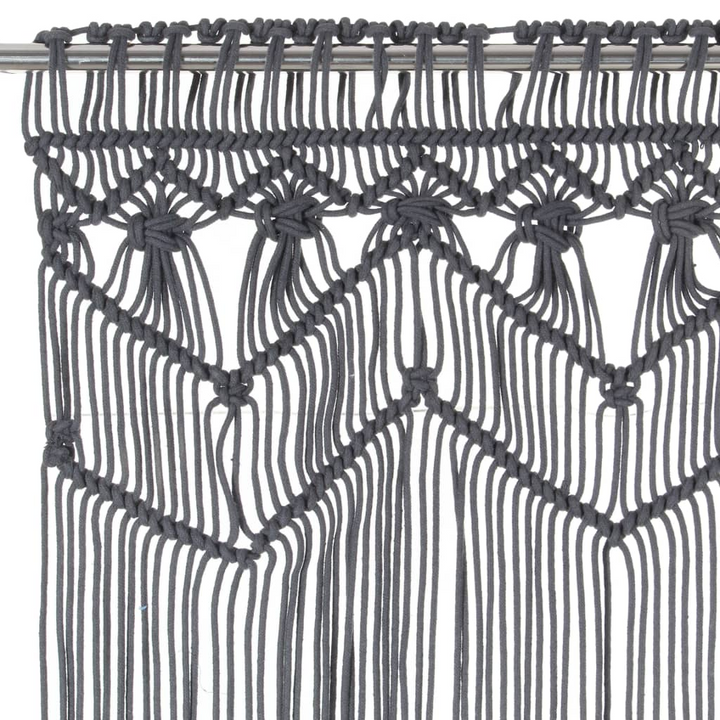 Macrame Curtain Anthracite 140x240 cm - Elegant Cotton String Curtain for Windows, Doors, and Room Dividers - Premium  from Home Treasures - Just £52.99! Shop now at Home Treasures